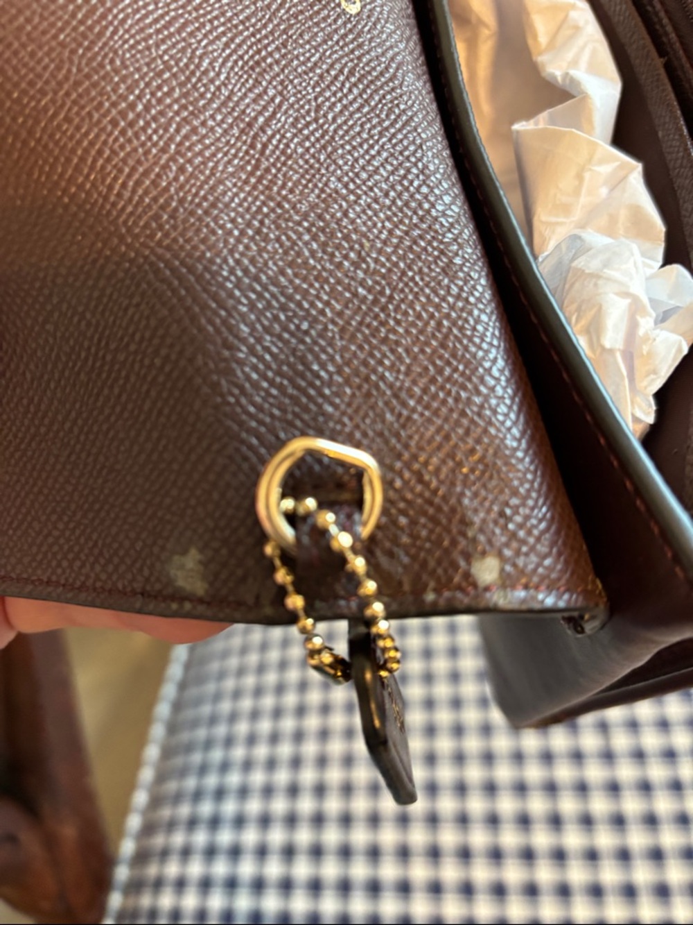Coach leather and suede patchwork metallic cherry Blake Turnlock clutch - Picture 13 of 14